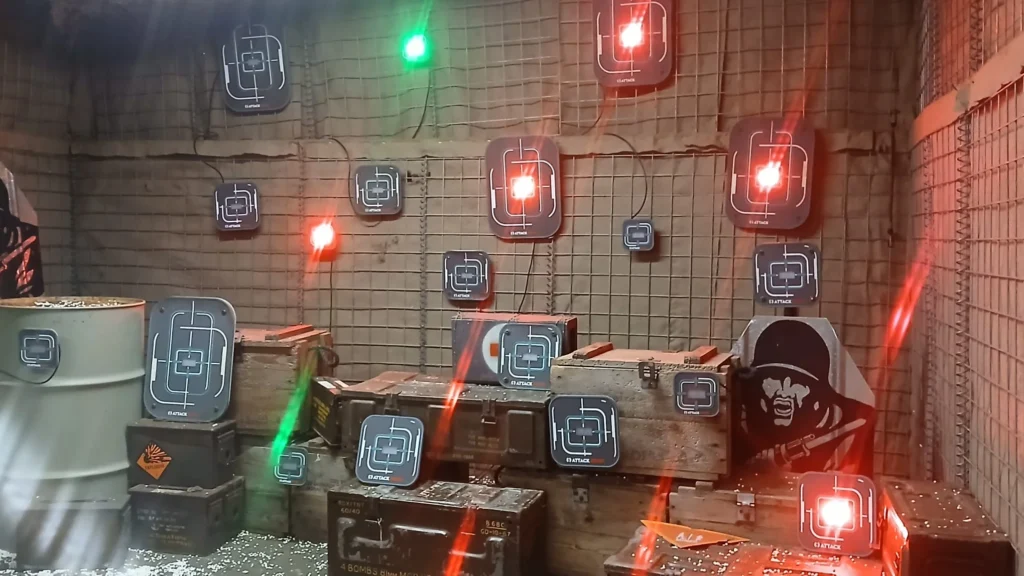Interactive targets in indoor shooting range